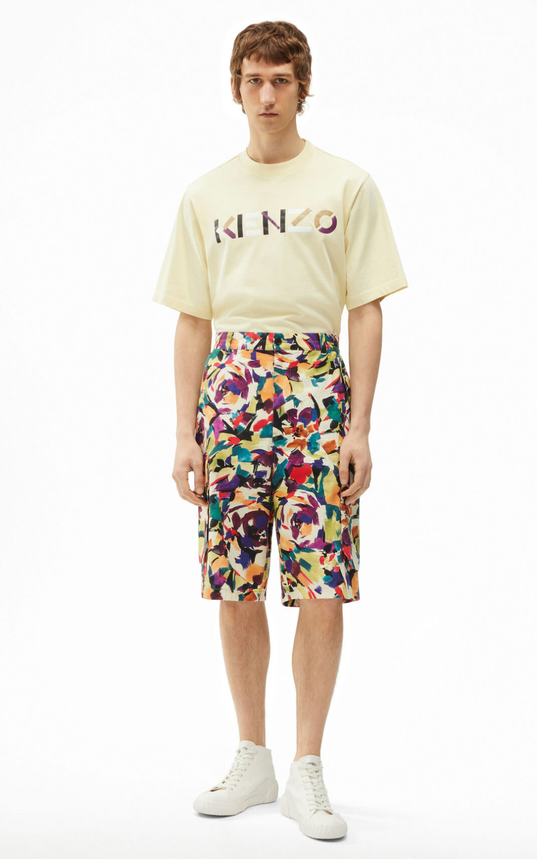 Calção Kenzo Archive Floral cargo Masculino - Verde Oliva | 095EKPHCY